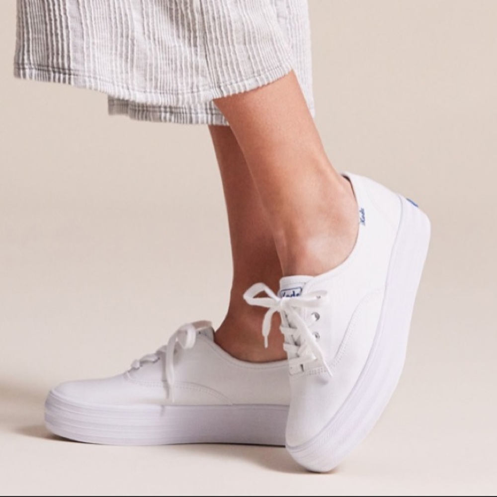 KEDS white platform sneakers